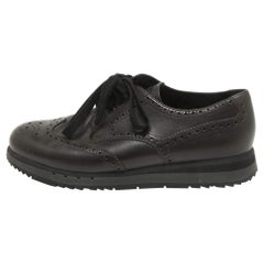 Prada Sport Brown Brogue Leather Derby Sneakers Size 43