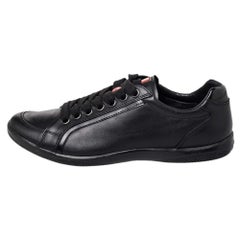 Prada Sport Black Leather Low Top Sneakers Size 40