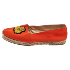 Christian Louboutin Orange Canvas Espadrille Flats Size 36