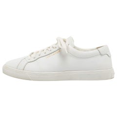 Saint Laurent White White Leather Low Top Sneakers Size 38.5