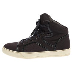 Lanvin Burgundy Nylon High Top Sneakers Size 43