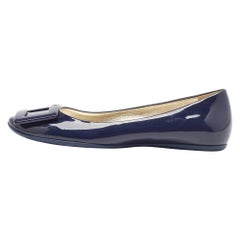 Roger Vivier Navy Blue Patent Leather Ballet Flats Size 35.5