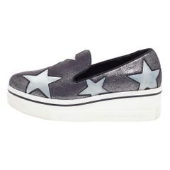 Stella McCartney Metallic Grey Fau Binx Star Slip On Sneakers Size 38