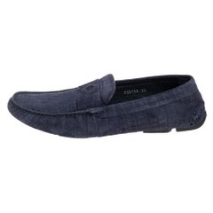 Giorgio Armani Blue Textured Suede Slip On Loafers Size 44