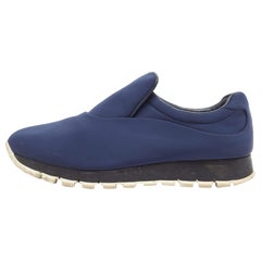 Prada Navy Blue Nylon Slip On Sneakers Size 38.5