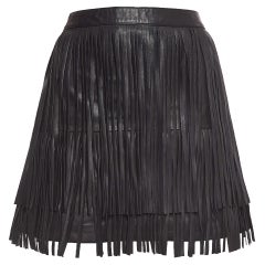 Zadig & Voltaire Black Fringed Leather Mini Skirt M