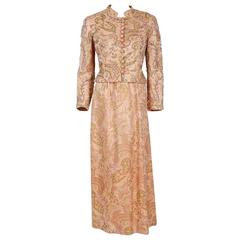 1960's Larry Aldrich Beaded Pink Paisley Motif Silk-Brocade Gown & Jacket Set 4