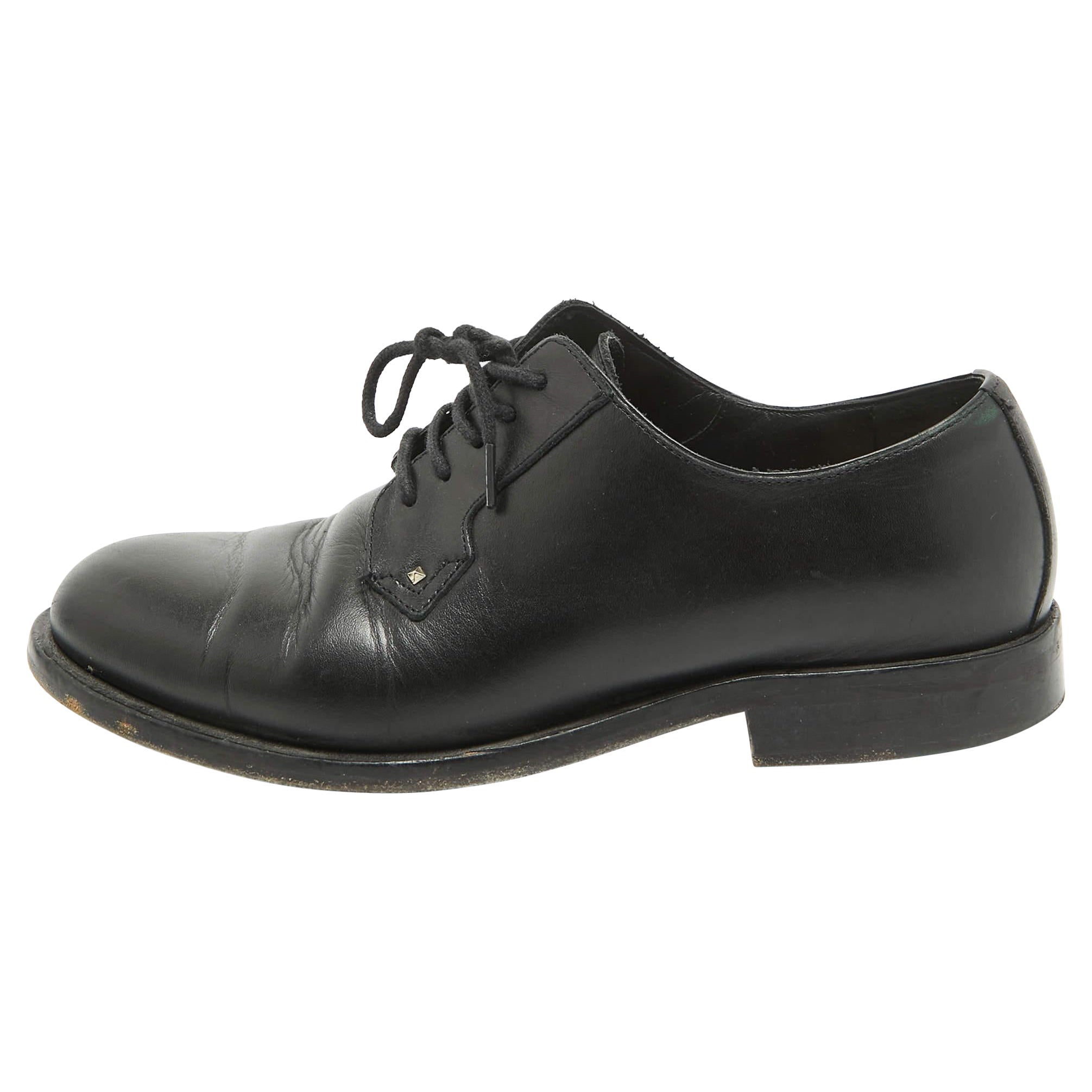 Valentino Black Leather Lace Up Derby Size 36 For Sale