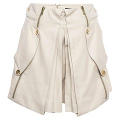 Gucci Beige Pleated Cotton Blend Twill Pocket Detail Mini Skirt M