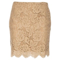 Ralph Lauren Beige - Minigonna con orlo smerlato e pizzo floreale M.