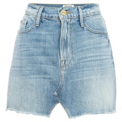Frame Light Blue Distressed Denim Mini Skirt S