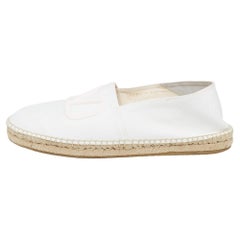 Valentino White Canvas VLogo Slip On Espadrilles Loafers Size 44.5
