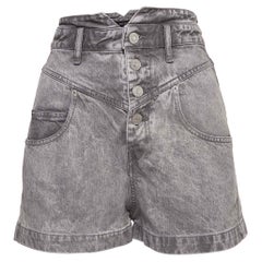 Isabel Marant Grey Distressed Denim High Waist Shorts M