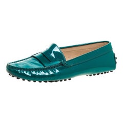 Tod's Green Patent Leather Gommini Penny Loafers Size 36