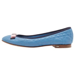 Dior Blue Cannage Leather Bow Ballet Flats Size 39