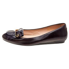 Tod's Burgundy Leather Fringe Ballet Flats Size 39