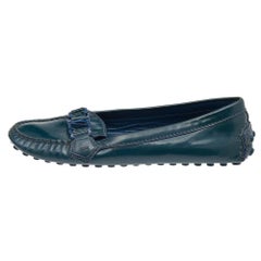 Louis Vuitton Blue Patent Leather Oxford Loafers Size 38