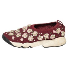 Dior - Baskets Fusion embellies en maille bordeaux, taille 37