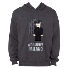 Dolce & Gabbana Felpa con cappuccio con dettaglio patchwork grigio XXL