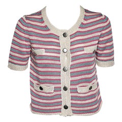 Sportmax Cardigan in maglia di lino a righe multicolore con bottoni sul davanti M. I.