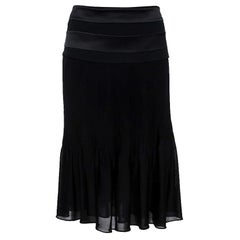 Giorgio Armani Black Nylon Blend Jersey Flared Skirt L