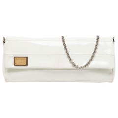 Dolce & Gabbana Off White Lackleder Miss Martini Kette Clutch