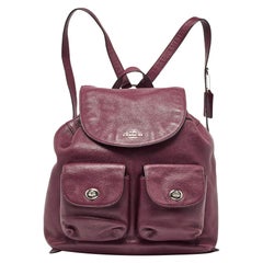 Coach Burgundy Leather Drawstring Backpack
