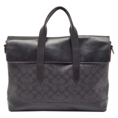 Coach Black Signature Coated Canvas and Leather Hamilton Briefcase Bag