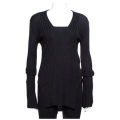 Stella McCartney Schwarzer gerippter, taillierter Pullover aus Strick M