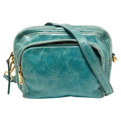 Prada Blue Vitello Shine Leather Crossbody Bag