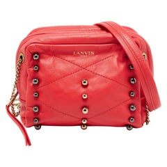 Lanvin - Borsa a tracolla in pelle rosso corallo con borchie di zucchero