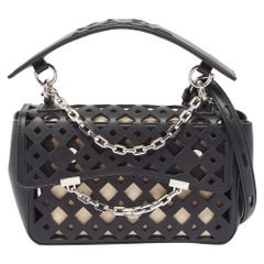 Karl Lagerfeld Black Laser Cut Leather K/Seven Shoulder Bag