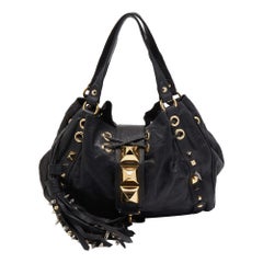 Mulberry x Giles Black Leather Spike Studded Shoulder Bag