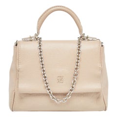 CH Carolina Herrera Beige Leather Small Minuetto Top Handle Bag