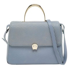 Aigner Blaue geprägte Genoveva M Top Handle Bag aus Leder