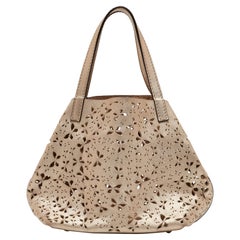 Carolina Herrera Gold Butterfly Cut Leather Tote