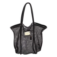 Dolce & Gabbana Black Mesh and Leather Open Tote