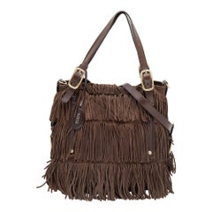Tod's Fourre-tout G-Line Frange Media en daim et cuir Brown