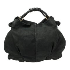Giorgio Armani Schwarze Hobo aus strukturiertem Wildleder