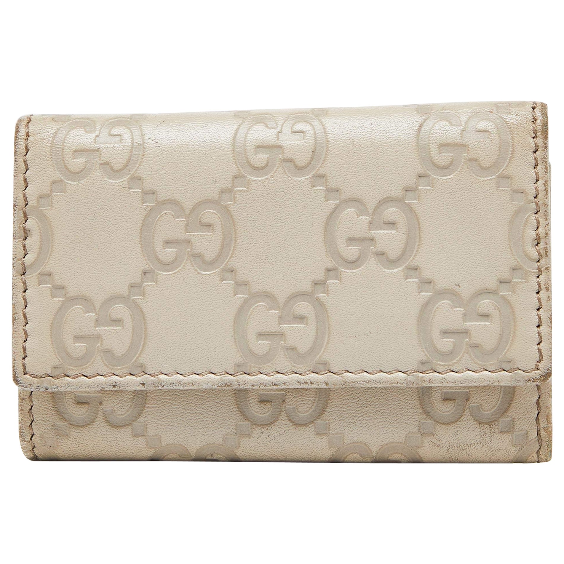 Gucci Beige Guccissima Leather Bow 6 Key Holder
