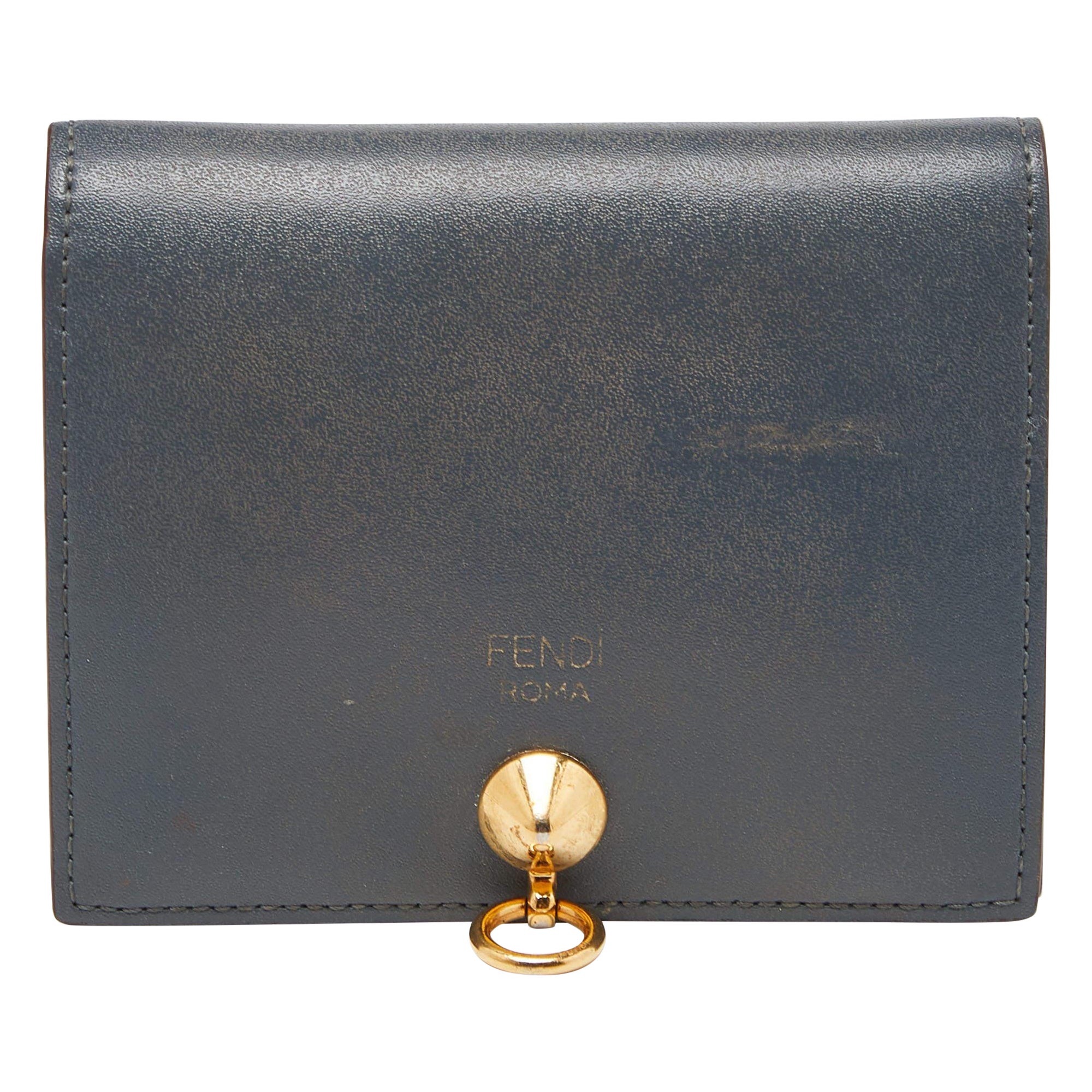 Fendi Grey Leather By The Way Bifold Wallet For Sale