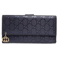 Gucci Blue GG Imprime Canvas Continental Wallet