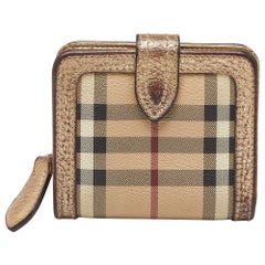 Burberry Beige/Gold Nova Check PVC and Leather Compact Wallet