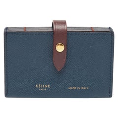 Celine Blue/Burgundy Leather Accordion Card Holder