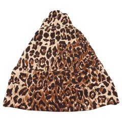 Dolce & Gabbana Brown Leopard Pattern Cashmere Tiered Beanie Hat Size 57