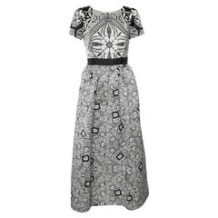 Class Cavalli Monochrome Printed Sateen Maxi Dress M