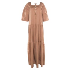 Paul and Joe Brown Lace Up Detail Tiered Veracruz Maxi Dress M