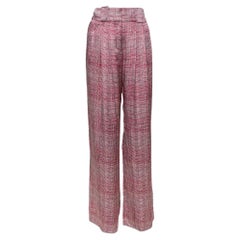 Emporio Armani Pink & Grey Printed Silk Palazzo Pants M