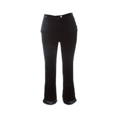 Emporio Armani Black Velvet Pleated Ruffle Bottom Pants S
