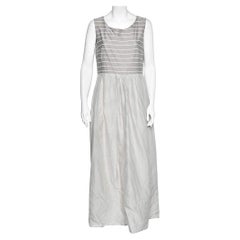 Weekend Max Mara Grey Cotton & Silk Striped Maxi Dress L